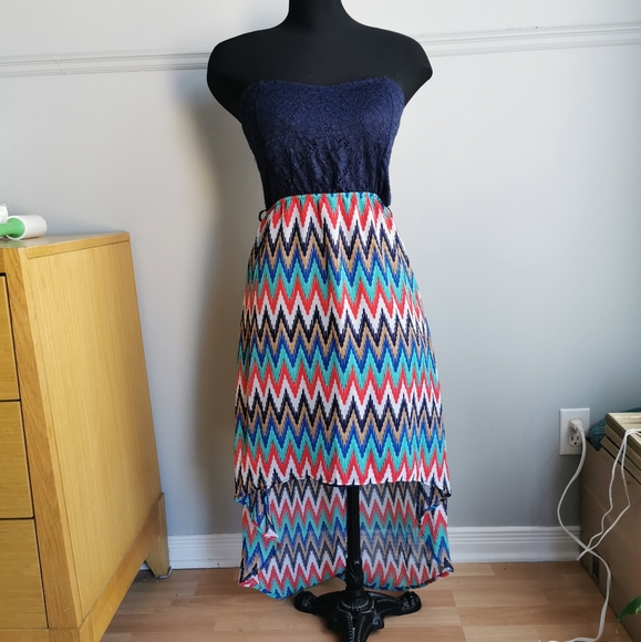Summer dress, multicolored high low. - Picture 1 of 3